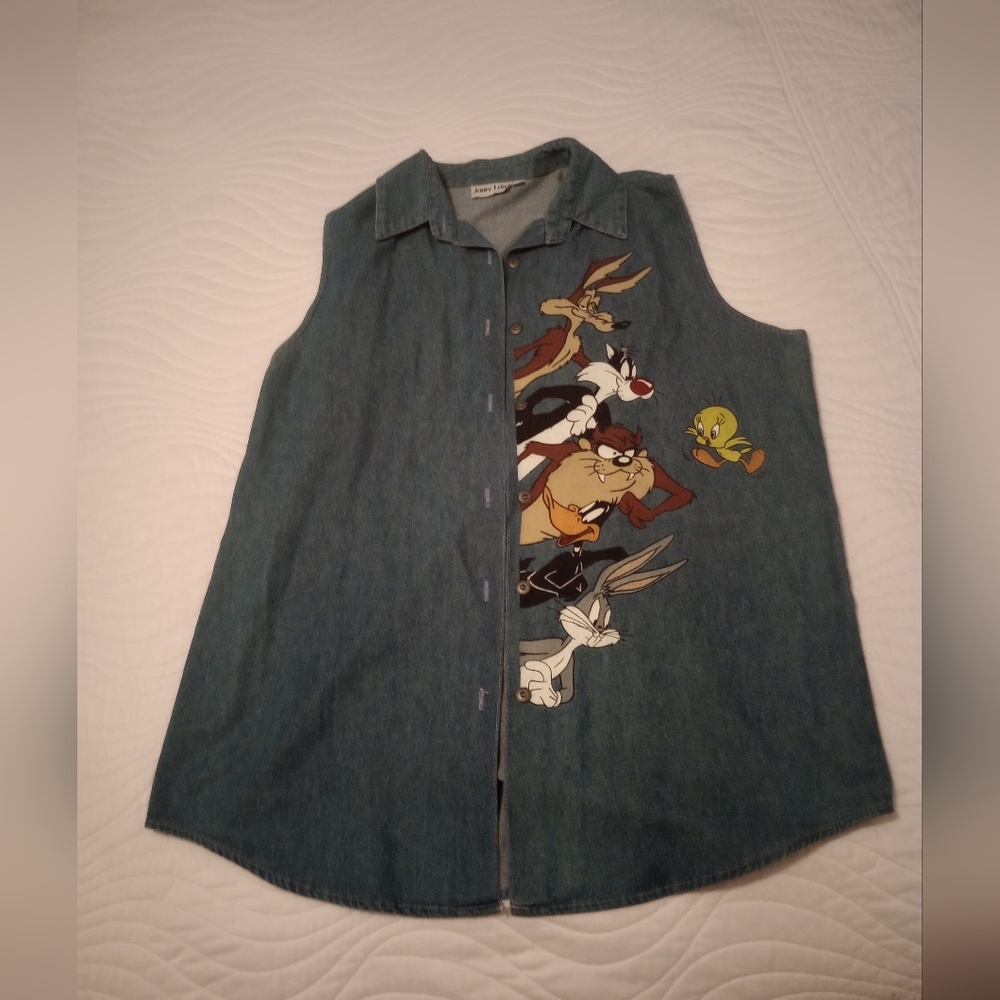 Vintage Jerry Leigh Disney Denim Sleeveless Top L